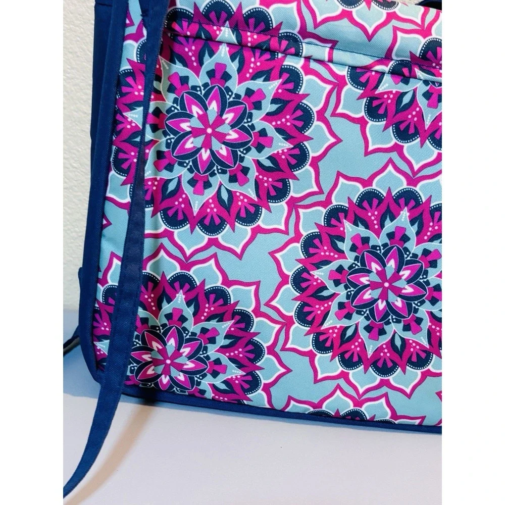 Fit & Fresh Large Insulated Lunch Bag Box Pink Blue Mandala Magnetic Close Clean